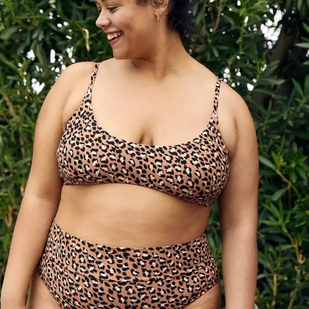 Aerie NWT Leopard Scoop Bikini Top XL